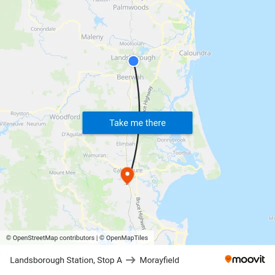 Landsborough Station, Stop A to Morayfield map