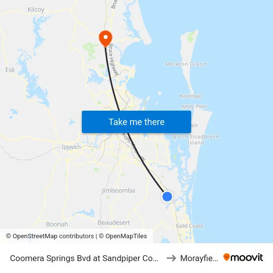 Coomera Springs Bvd at Sandpiper Court to Morayfield map