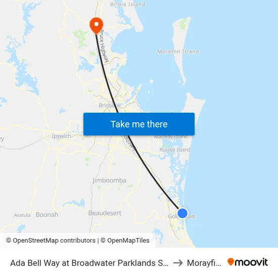 Ada Bell Way at Broadwater Parklands Station to Morayfield map