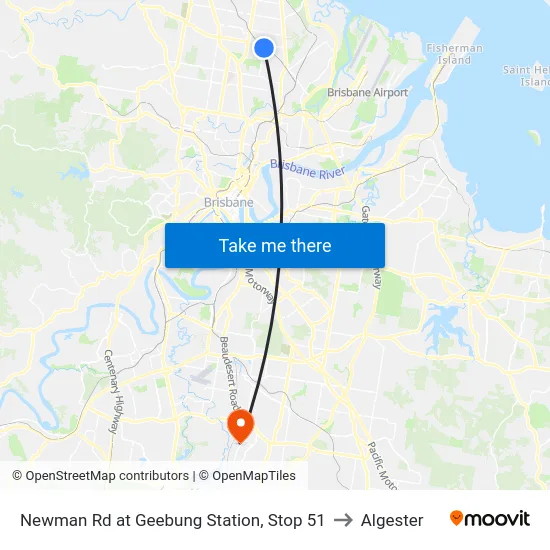 Newman Rd at Geebung Station, Stop 51 to Algester map