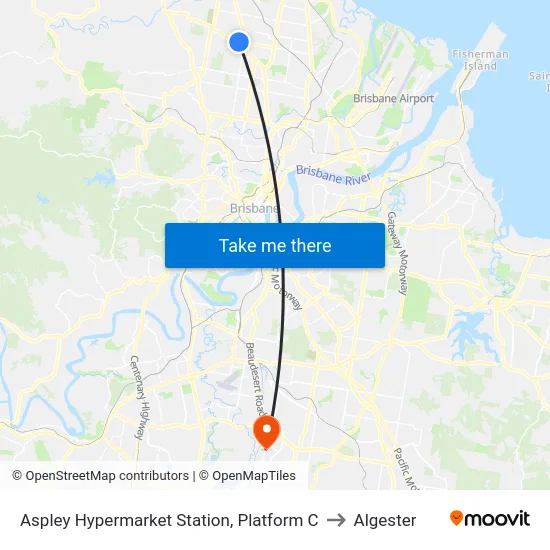 Aspley Hypermarket Station, Platform C to Algester map