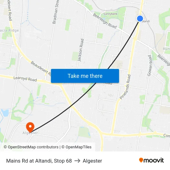 Mains Rd at Altandi, Stop 68 to Algester map