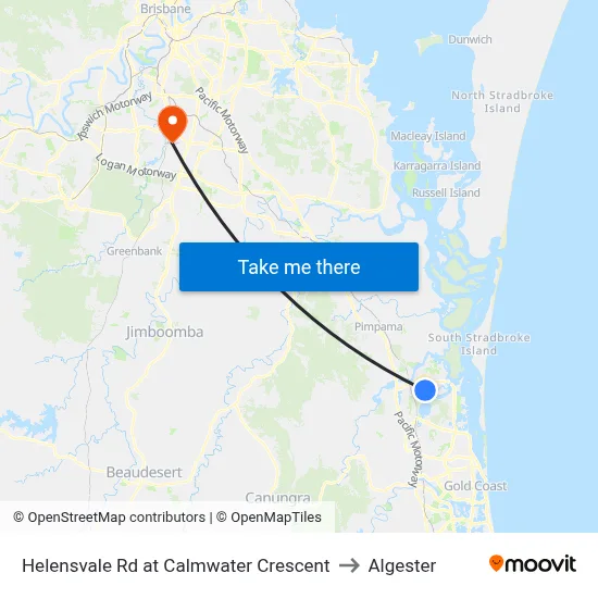 Helensvale Rd at Calmwater Crescent to Algester map