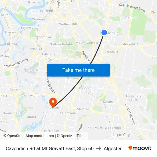 Cavendish Rd at Mt Gravatt East, Stop 60 to Algester map
