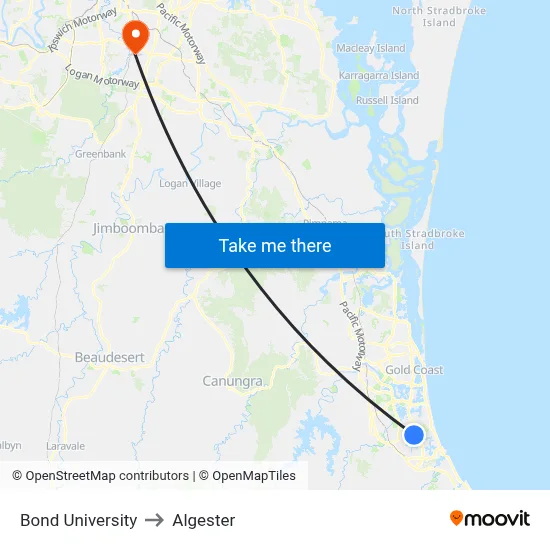 Bond University to Algester map