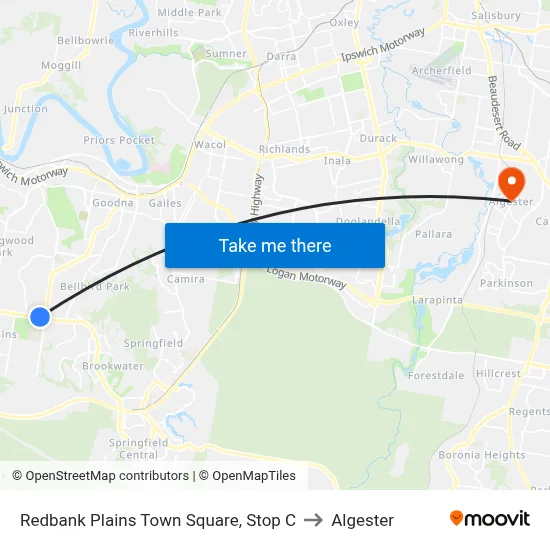 Redbank Plains Town Square, Stop C to Algester map