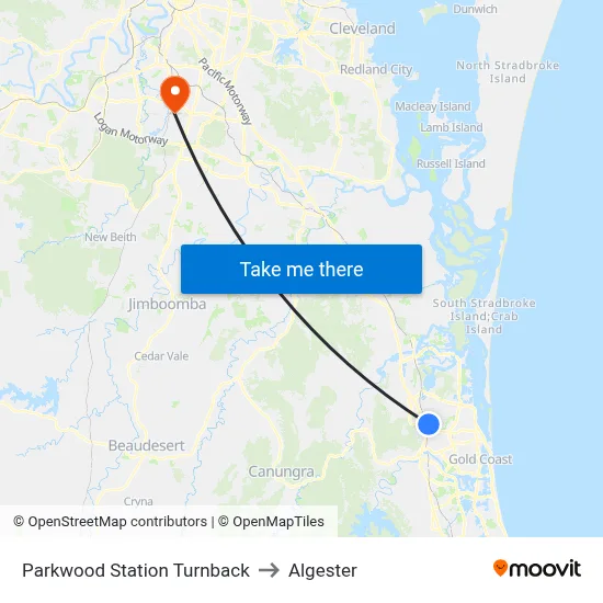 Parkwood Station Turnback to Algester map