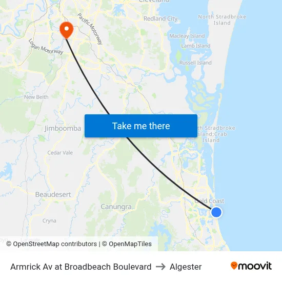 Armrick Av at Broadbeach Boulevard to Algester map