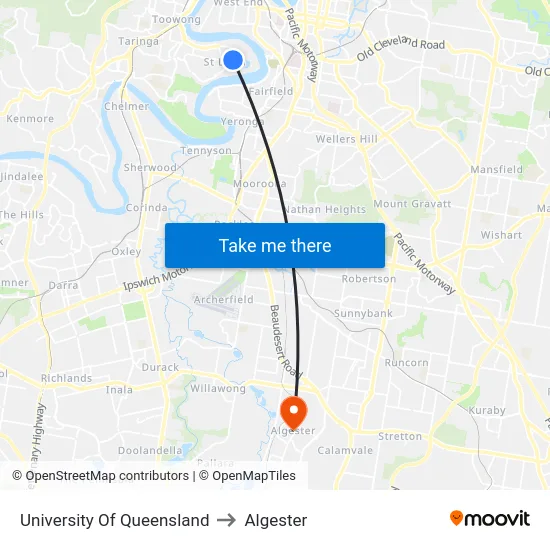 University Of Queensland to Algester map
