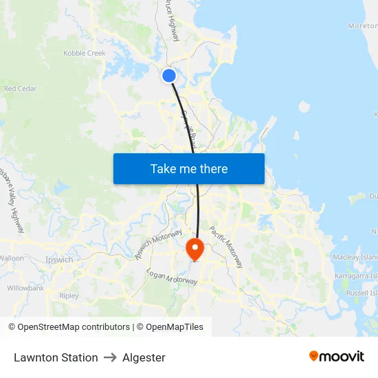 Lawnton Station to Algester map