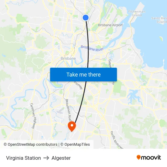 Virginia Station to Algester map