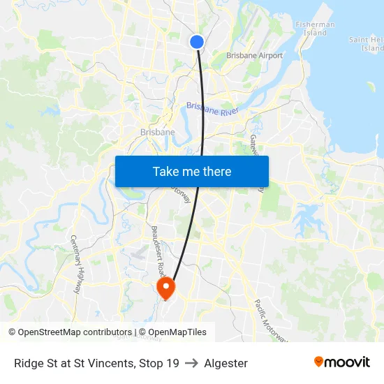 Ridge St at St Vincents, Stop 19 to Algester map