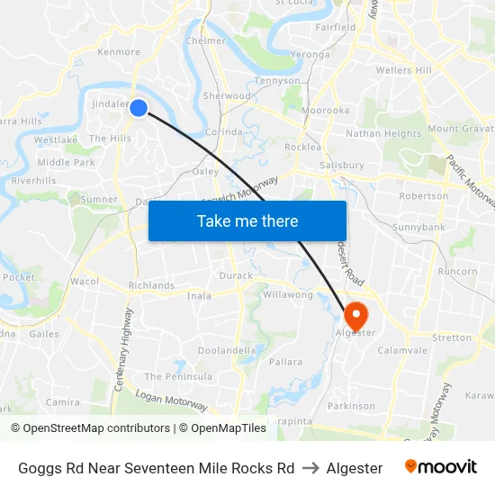 Goggs Rd Near Seventeen Mile Rocks Rd to Algester map