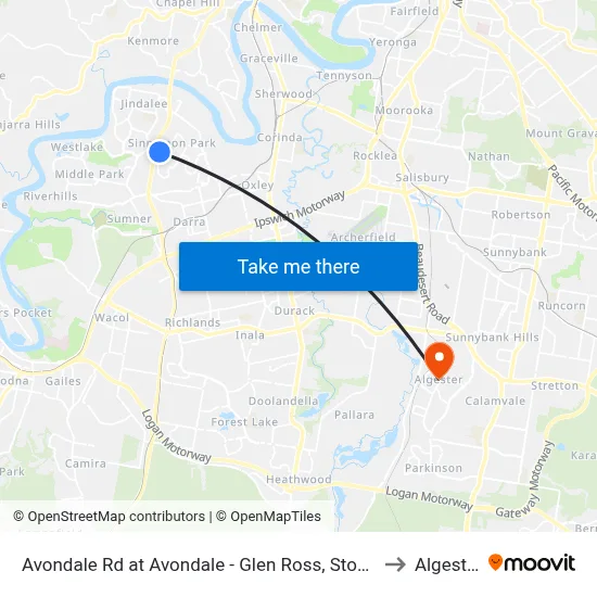 Avondale Rd at Avondale - Glen Ross, Stop 61 to Algester map