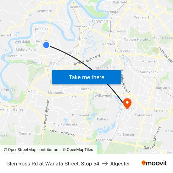 Glen Ross Rd at Wanata Street, Stop 54 to Algester map