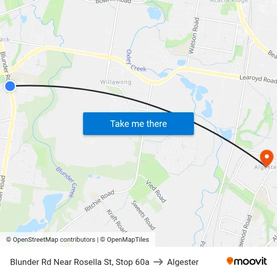 Blunder Rd Near Rosella St, Stop 60a to Algester map