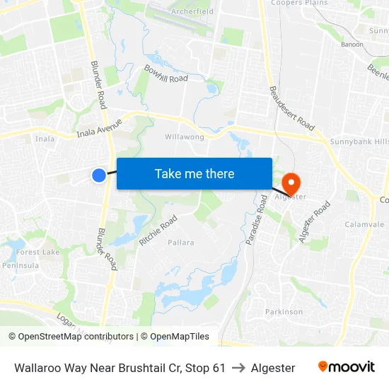 Wallaroo Way Near Brushtail Cr, Stop 61 to Algester map