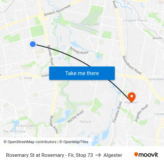 Rosemary St at Rosemary - Fir, Stop 73 to Algester map