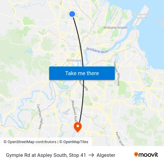 Gympie Rd at Aspley South, Stop 41 to Algester map