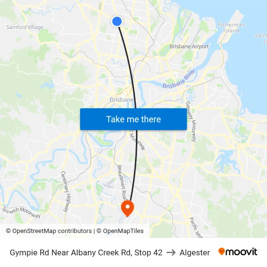 Gympie Rd Near Albany Creek Rd, Stop 42 to Algester map