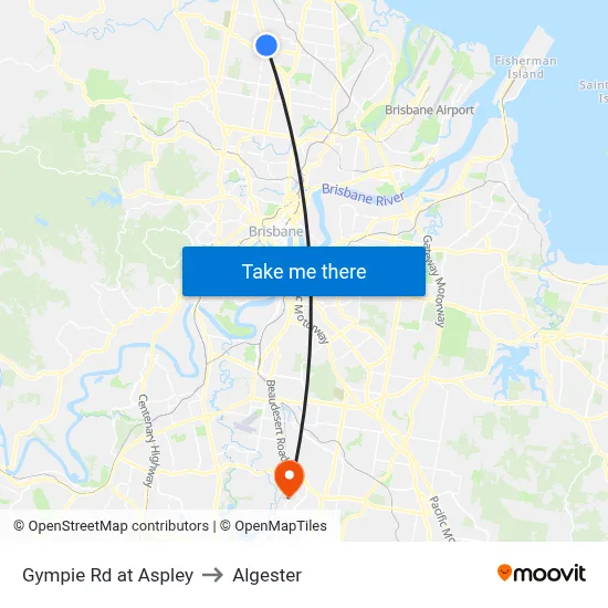 Gympie Rd at Aspley to Algester map