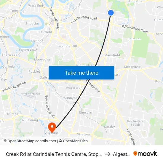 Creek Rd at Carindale Tennis Centre, Stop 46 to Algester map