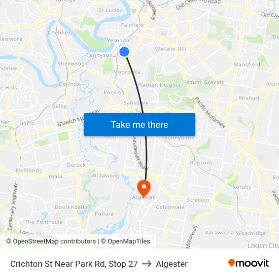 Crichton St Near Park Rd, Stop 27 to Algester map