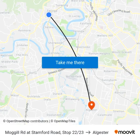Moggill Rd at Stamford Road, Stop 22/23 to Algester map