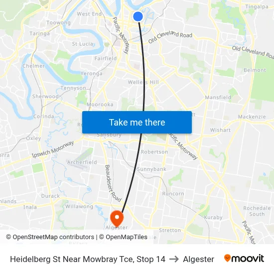 Heidelberg St Near Mowbray Tce, Stop 14 to Algester map