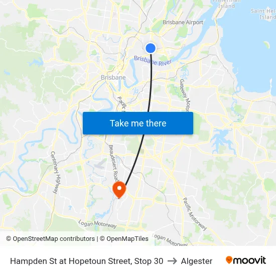 Hampden St at Hopetoun Street, Stop 30 to Algester map