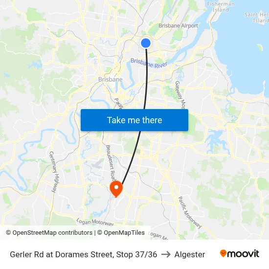 Gerler Rd at Dorames Street, Stop 37/36 to Algester map