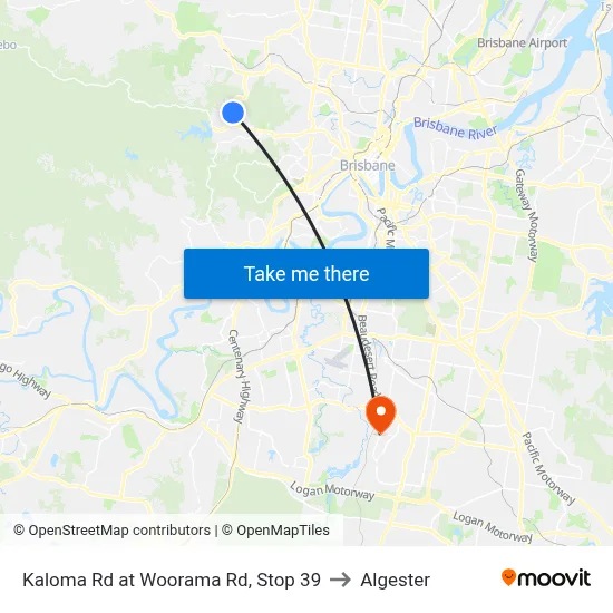 Kaloma Rd at Woorama Rd, Stop 39 to Algester map