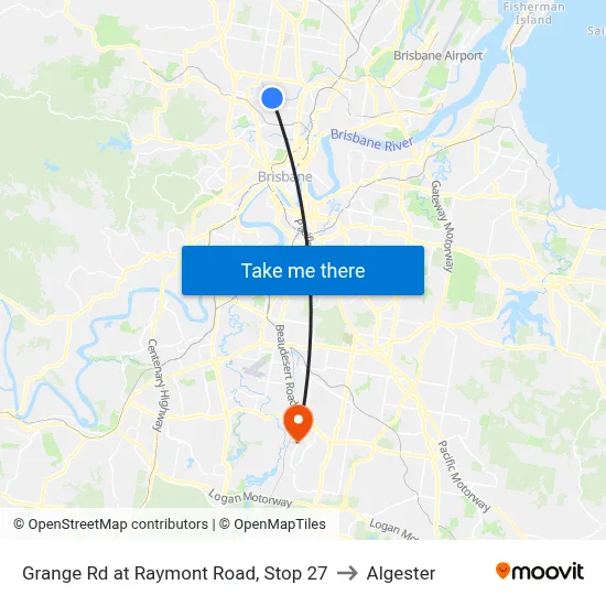 Grange Rd at Raymont Road, Stop 27 to Algester map