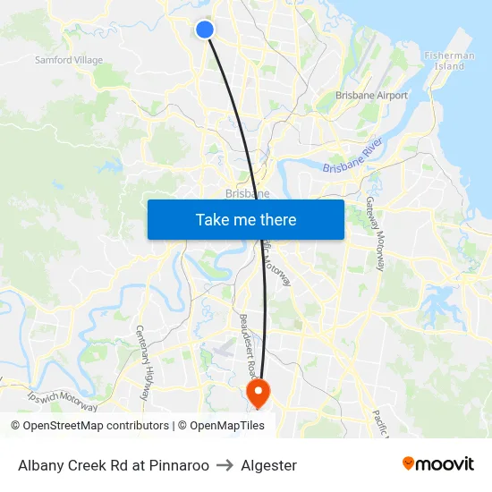 Albany Creek Rd at Pinnaroo to Algester map