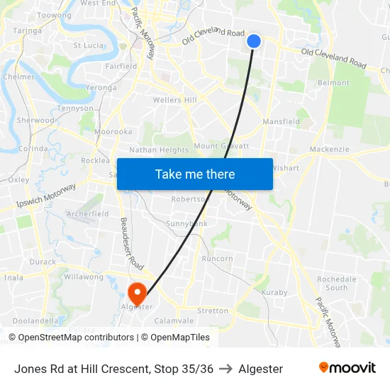 Jones Rd at Hill Crescent, Stop 35/36 to Algester map