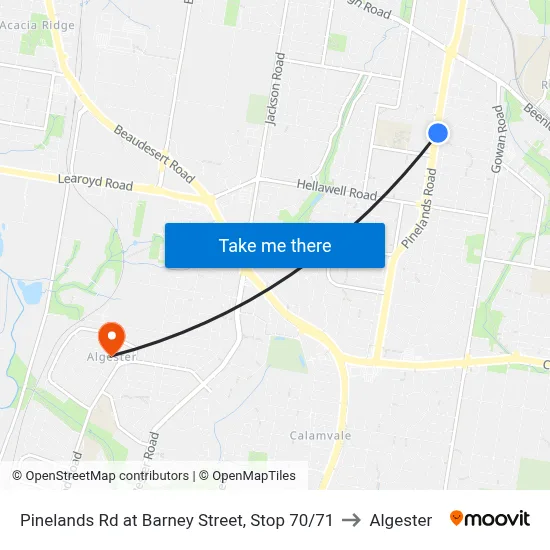 Pinelands Rd at Barney Street, Stop 70/71 to Algester map