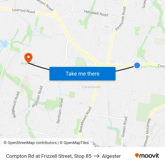 Compton Rd at Frizzell Street, Stop 85 to Algester map