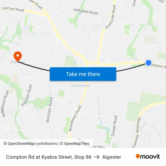 Compton Rd at Kyabra Street, Stop 86 to Algester map