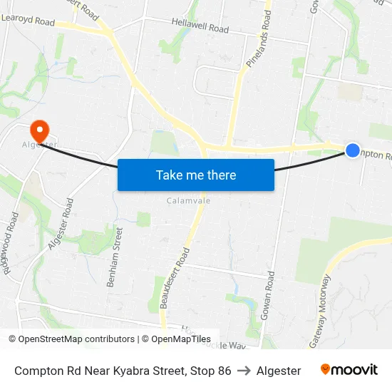 Compton Rd Near Kyabra Street, Stop 86 to Algester map