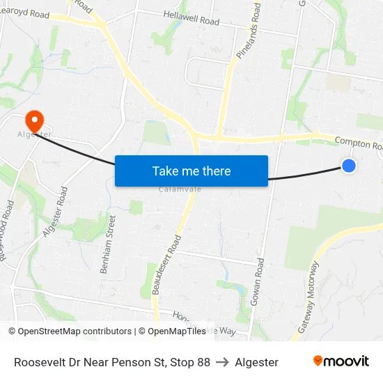 Roosevelt Dr Near Penson St, Stop 88 to Algester map