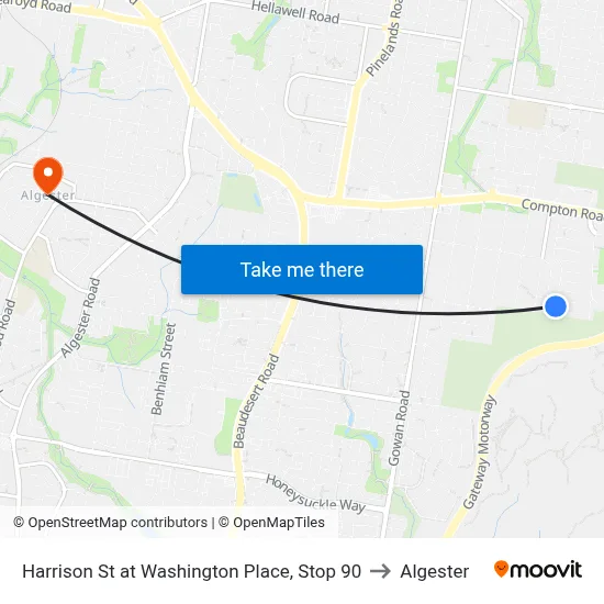 Harrison St at Washington Place, Stop 90 to Algester map