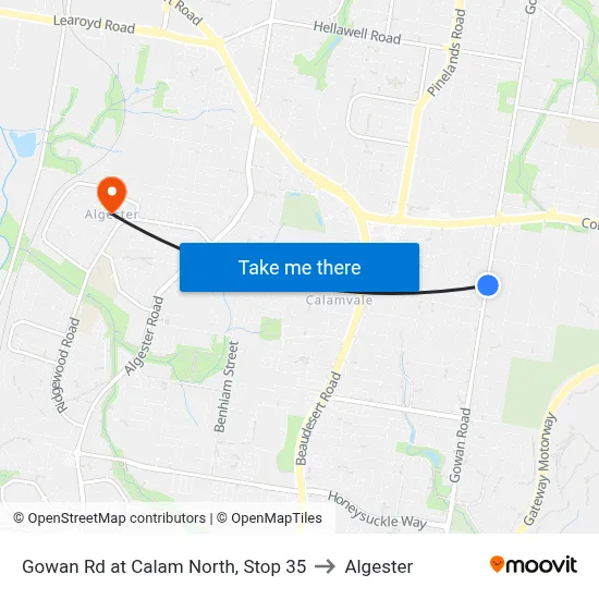 Gowan Rd at Calam North, Stop 35 to Algester map