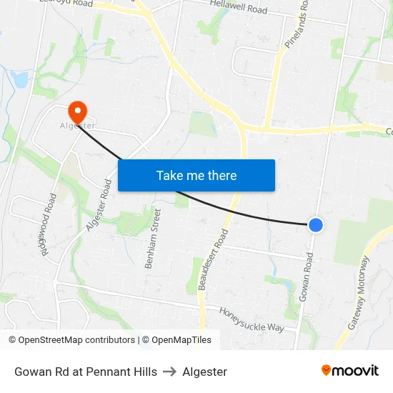 Gowan Rd at Pennant Hills to Algester map