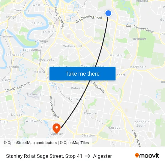 Stanley Rd at Sage Street, Stop 41 to Algester map