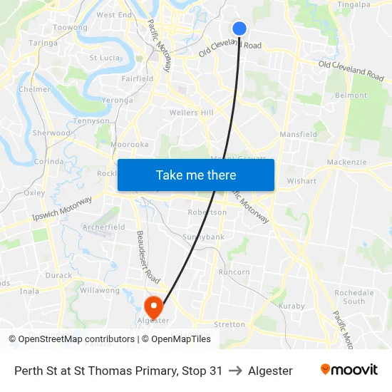 Perth St at St Thomas Primary, Stop 31 to Algester map
