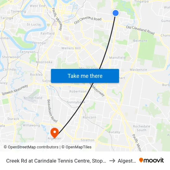 Creek Rd at Carindale Tennis Centre, Stop 46 to Algester map