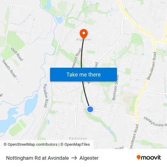 Nottingham Rd at Avondale to Algester map