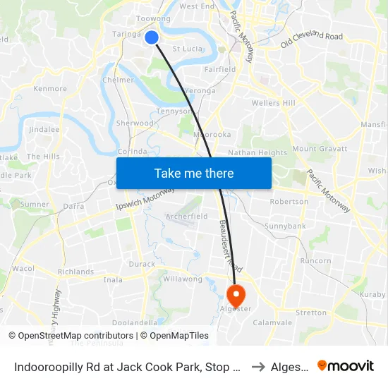 Indooroopilly Rd at Jack Cook Park, Stop 18/19 to Algester map