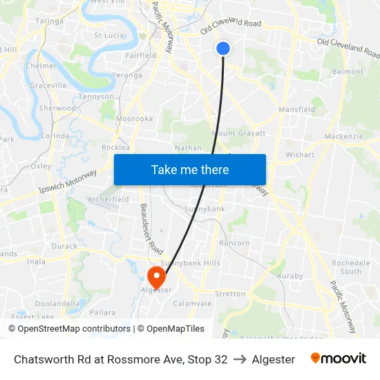 Chatsworth Rd at Rossmore Ave, Stop 32 to Algester map
