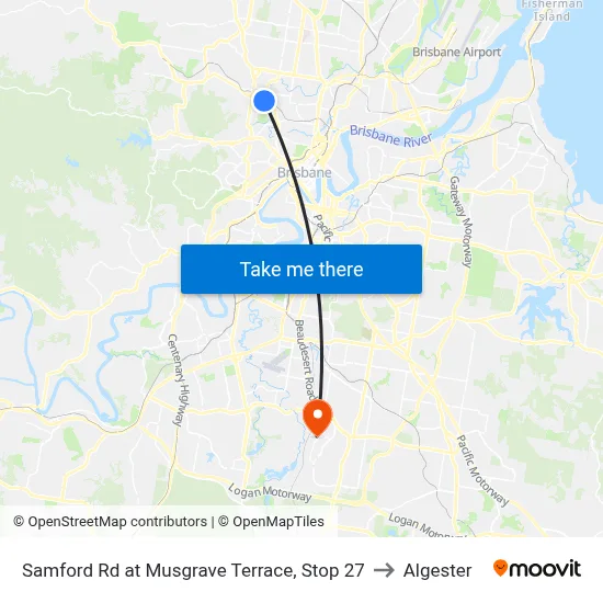 Samford Rd at Musgrave Terrace, Stop 27 to Algester map